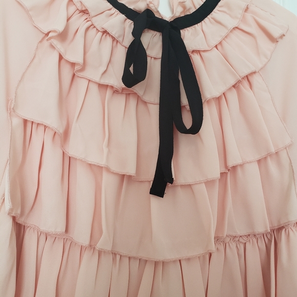 Pink Dressy Ruffle Blouse - Picture 2 of 3